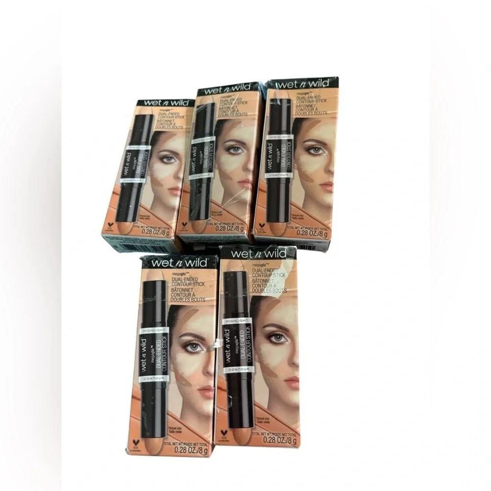 Lot of 5 Wet n Wild MegaGlo Dual-Ended Contour Stick Medium/Tan Cruelty-Free